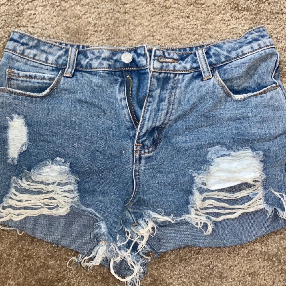 High waisted jean denim shorts Shein
